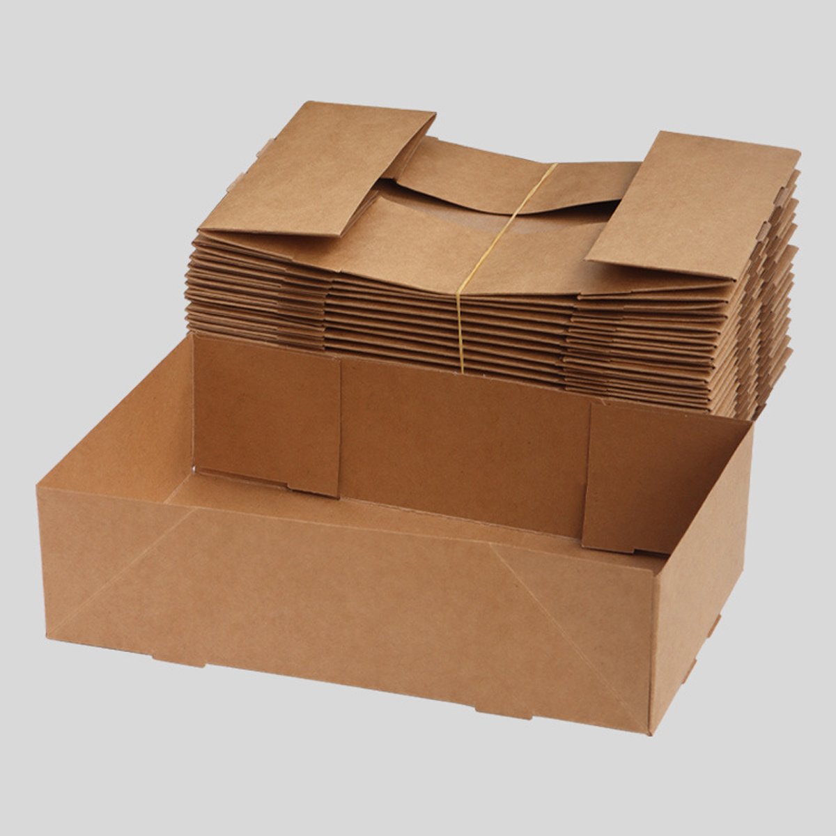 Enhance your food presentation with this Set of 50 Disposable Kraft Paper Lunch Boxes