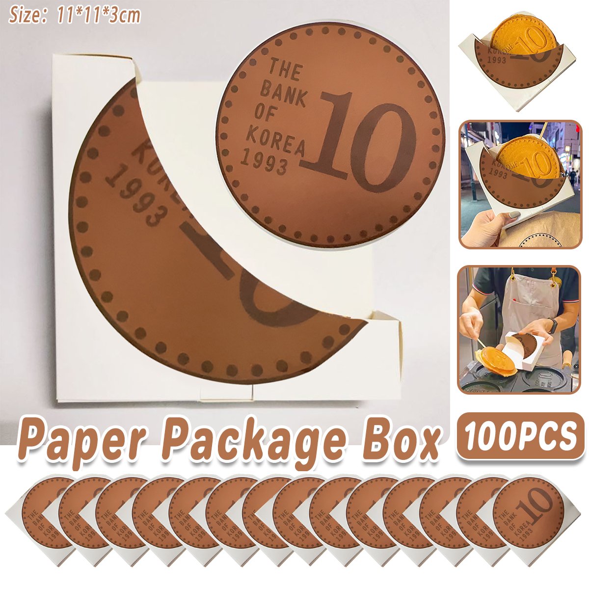 Durable Paper Food Packaging Boxes for Round Treats Food Packaging Boxes 100pcs