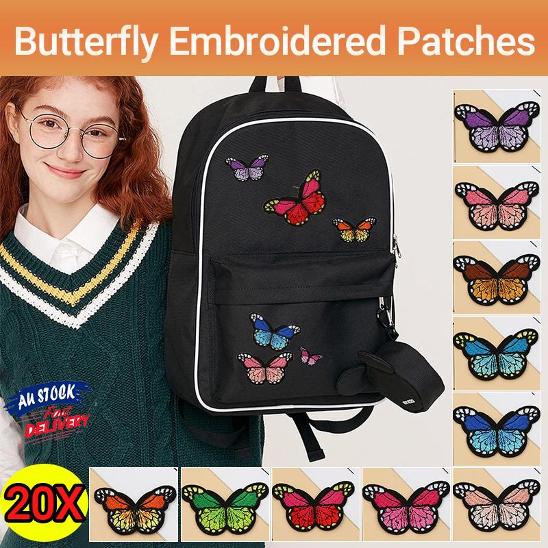 20PCS Colourful Butterfly Applique Lace Trims Sewing Embroidery Craft Patch Sew