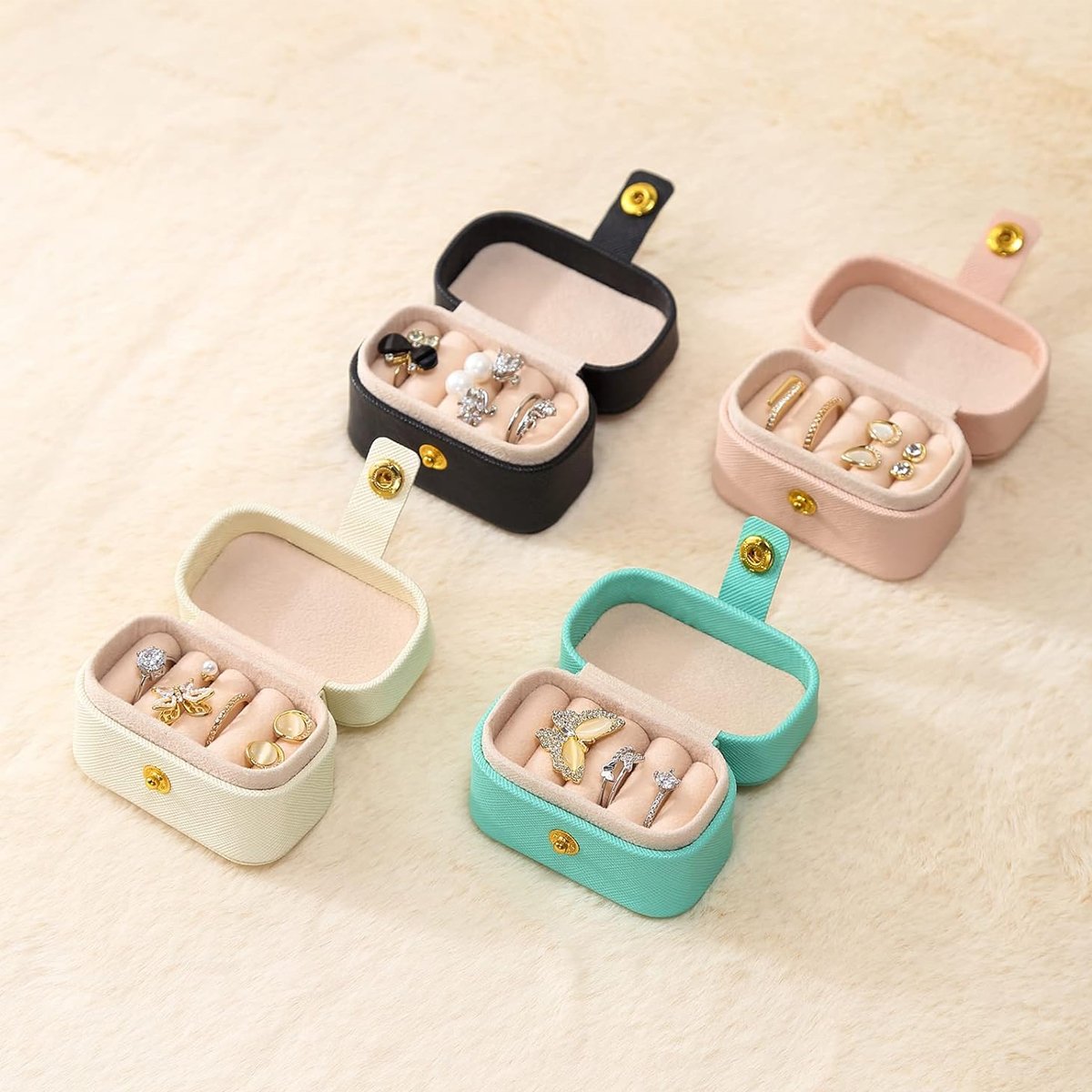 High-Quality Synthetic Leather Mini Jewelry Boxes for Travel Jewelry Boxes 5pcs