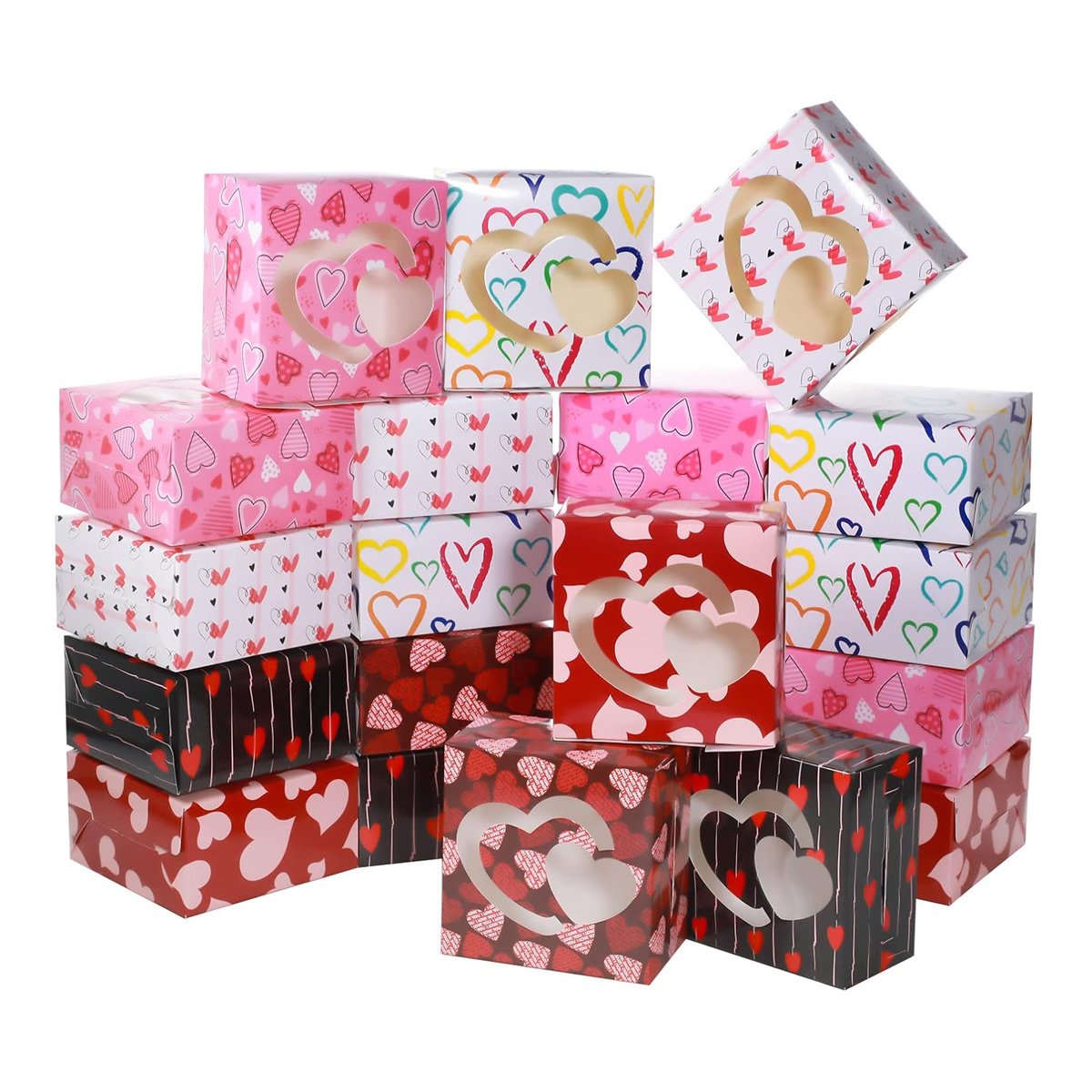 25PCS Large Square Colour Gift Boxes for Valentine's Day Surprise and Lucky Gift