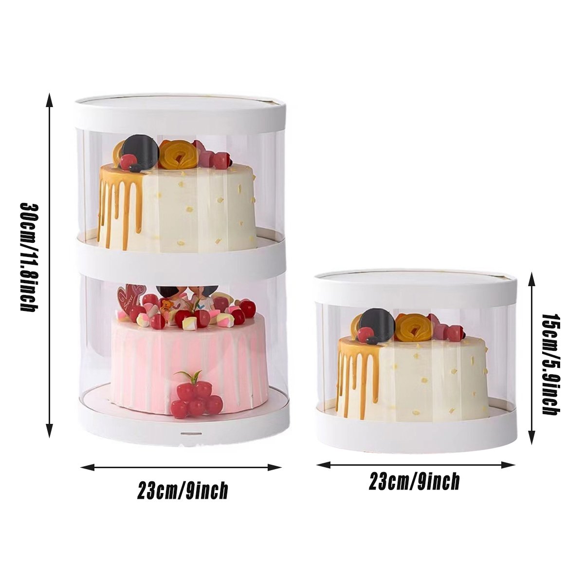 Clear Round Cake Box PET Plastic Elegant Cupcake Packaging 10PCS