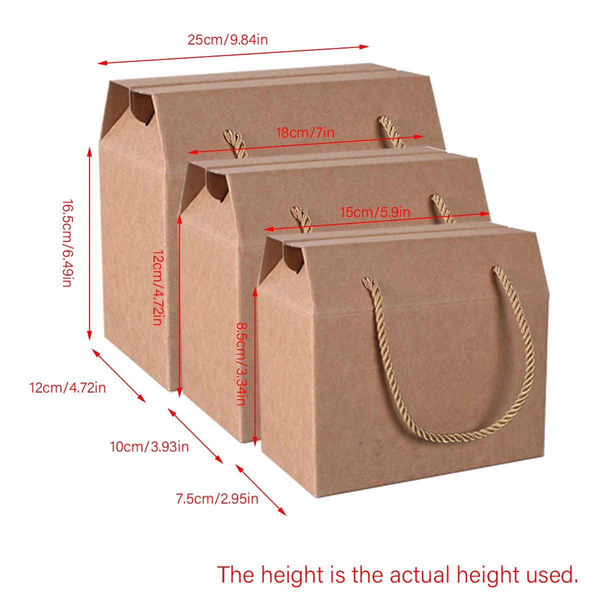 20Pcs Kraft Paper Cookie Boxes Bakery Packaging Brown Biscuit Gift Treat Boxes