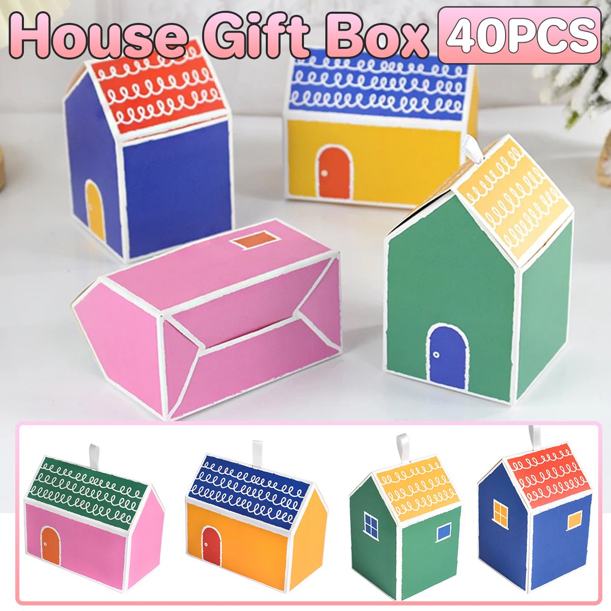 Add a touch of whimsy and colour to your next event with these charming small house gift boxes. 