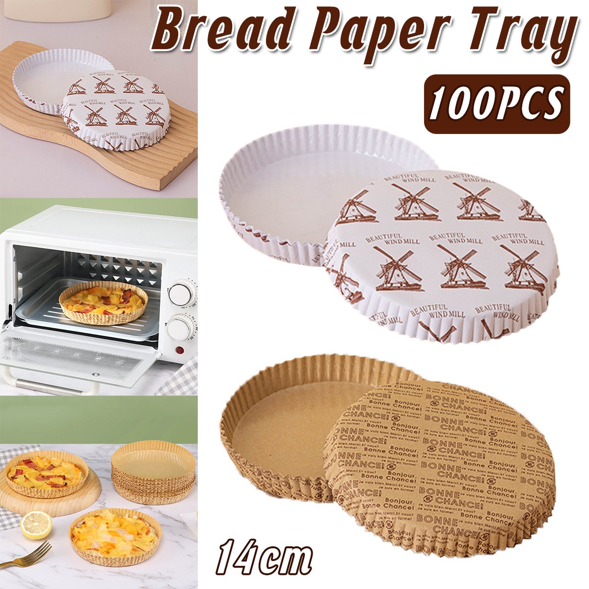 100PCS Non-stick Oil-proof Baking Paper Trays High Temperature Resistant Trays