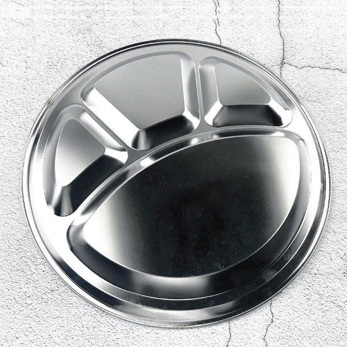 Stainless Steel Round Dinner Plates 4PCS