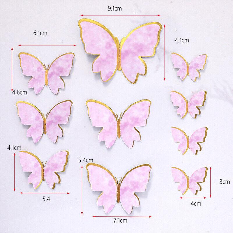 10PCS Butterfly Paper Topper Cake Happy Birthday Theme Festival Decoration DIY