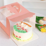 Pink Cake Boxes Food-Grade Cardboard with Window 25PCS