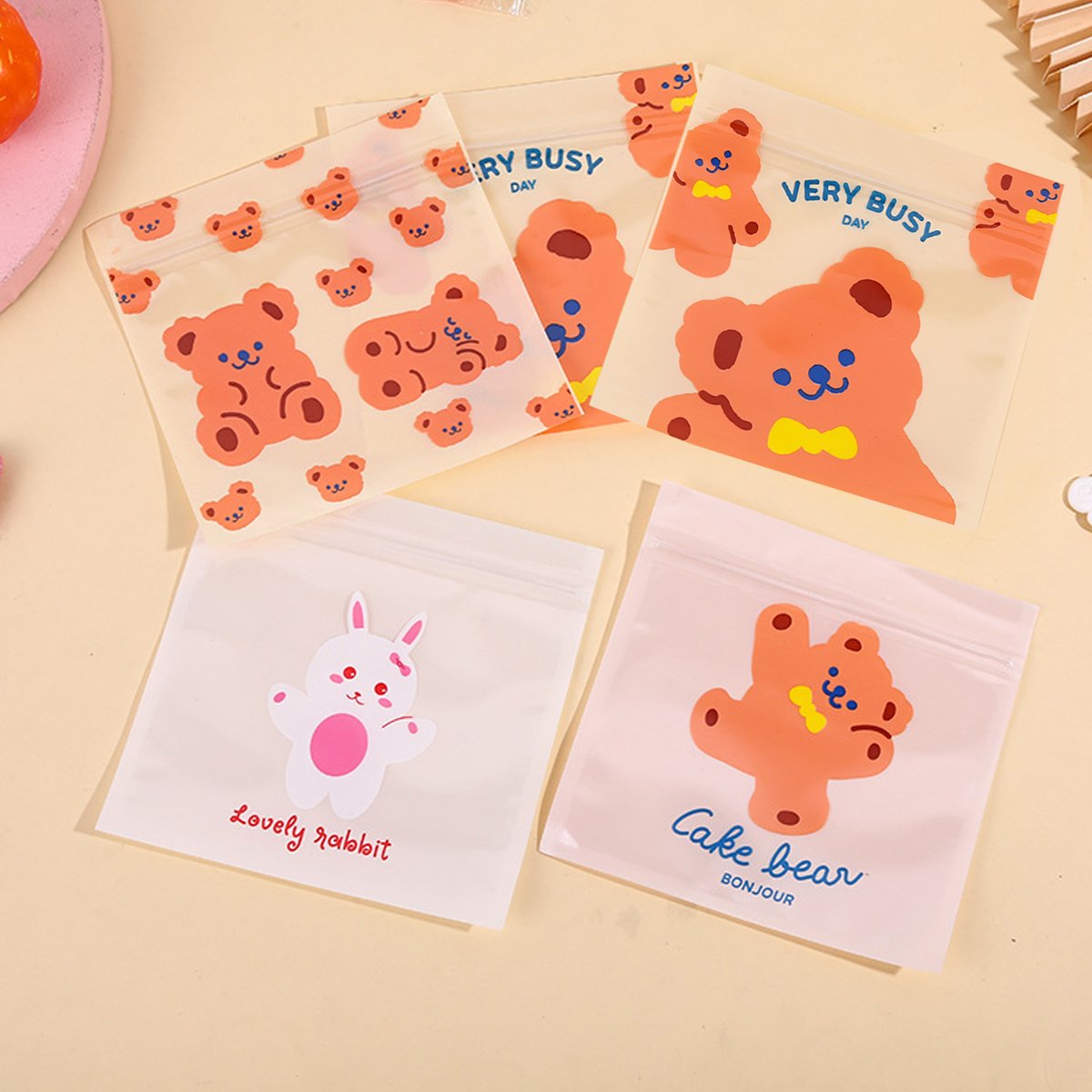 These cute cartoon Ziplock bags are perfect for keeping your snacks, candies, and cookies fresh and secure. 