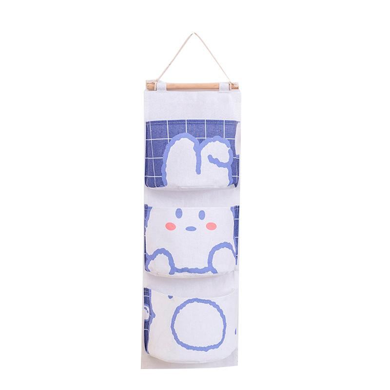 Bear Rabbit Sundry Storage Bag 3 Pockets Door Wall Hanging Organizer Pouch