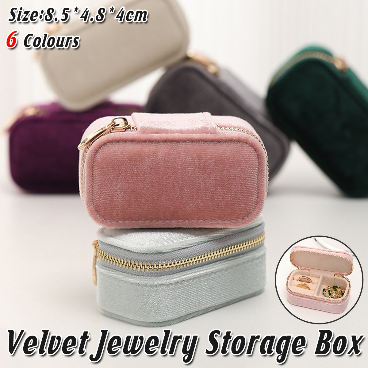 Velvet Travel Mini Portable Ring Earring Box Jewelry Boxs