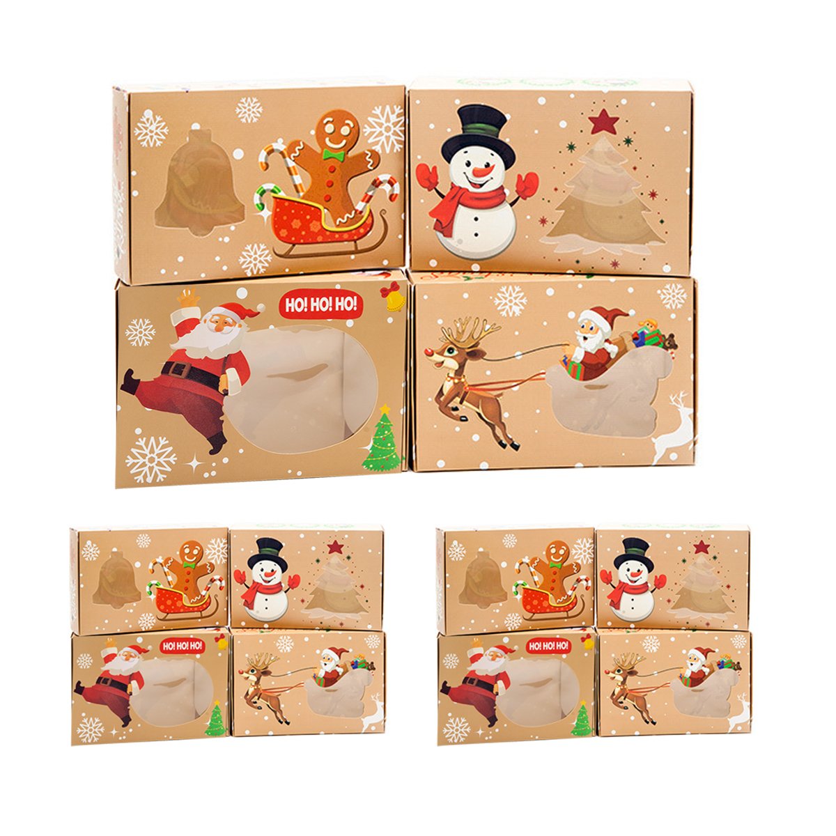 Food-Grade Cardboard Christmas Candy Boxes with Window for Holiday Treats 12 pcs