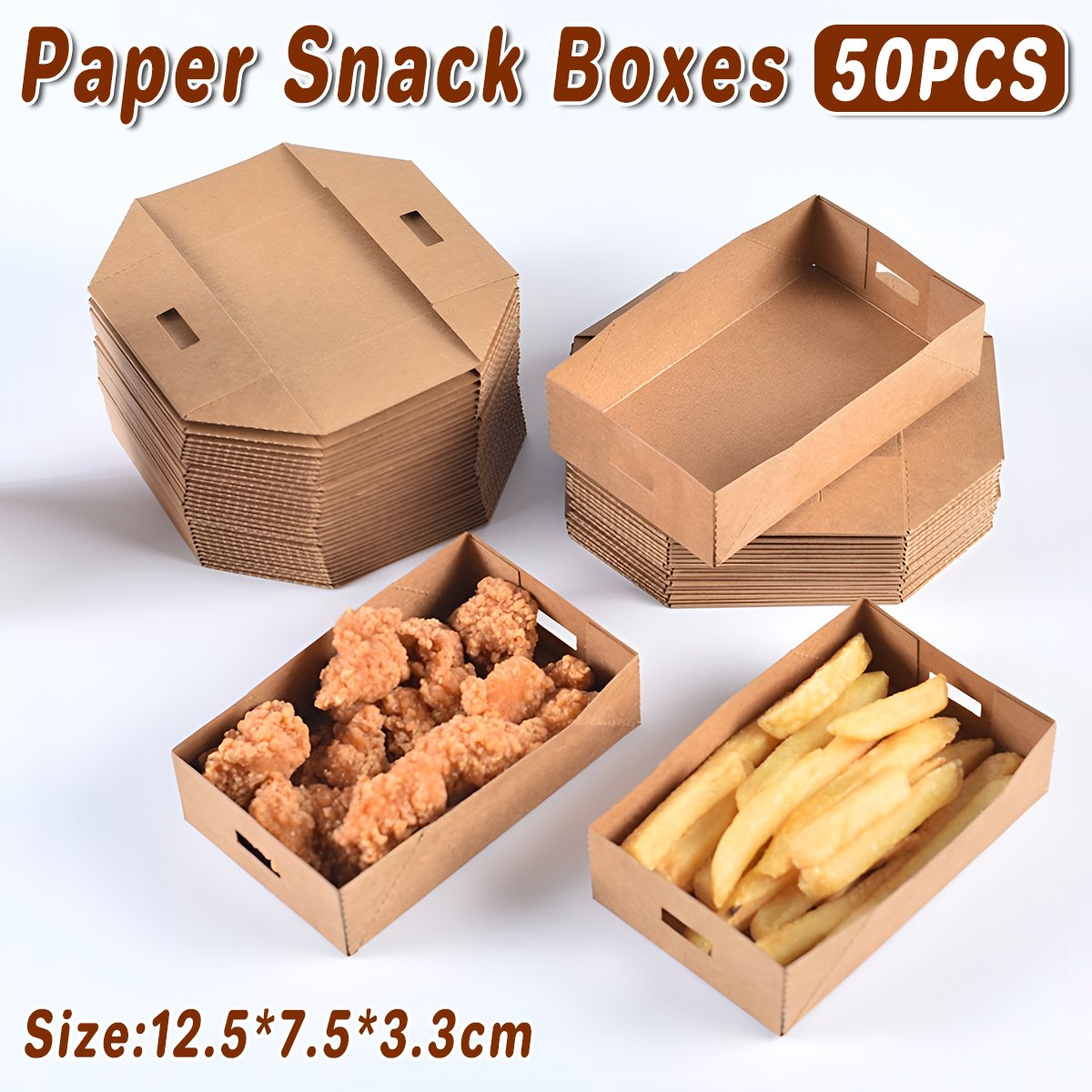 Kraft Paper 50PCS Trays Food Packing  Boxes