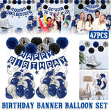 Blue Birthday Banner Balloon Set 47PCS