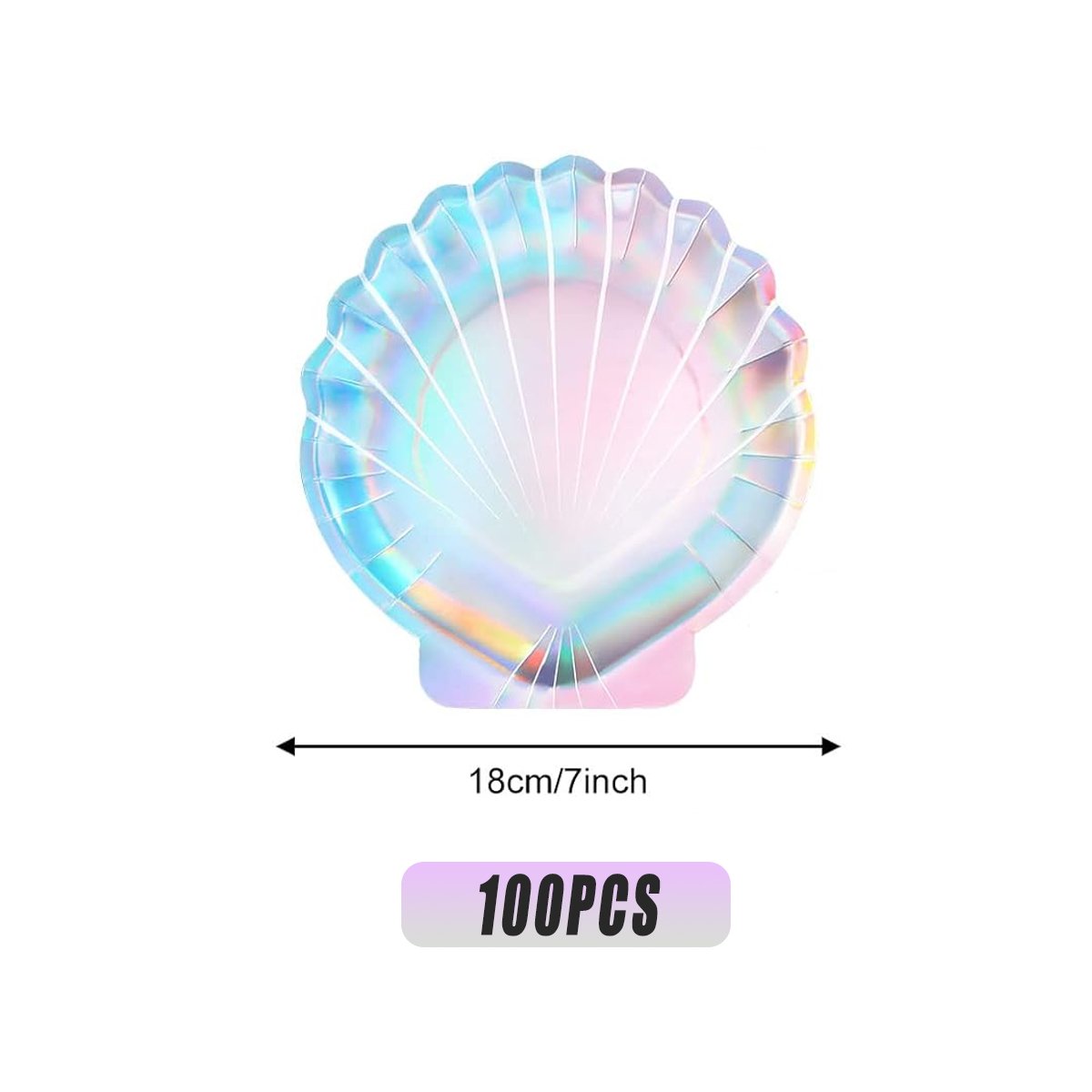 Shell-shaped Paper Plates 100 Pack High-Quality Iridescent Party Supplies