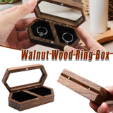 Black Walnut Wooden Ring Box Jewelry 1Pack