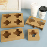 100pcs Corrugated Coffee Cup Holder with Thick Kraft Paper Base for Drinks