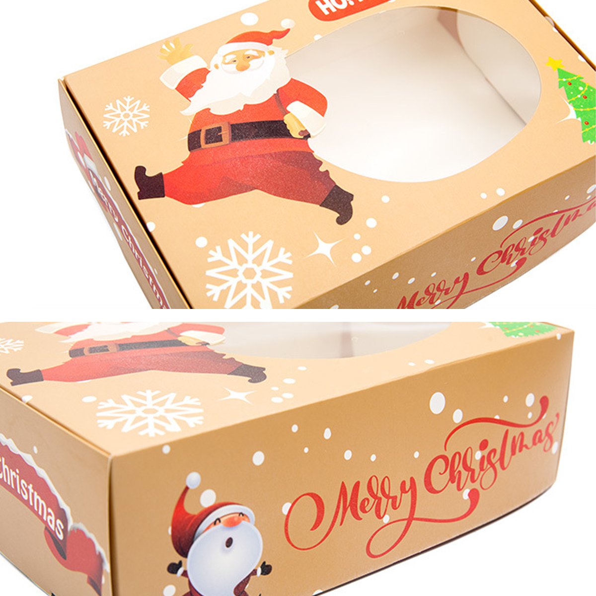 Food-Grade Cardboard Christmas Candy Boxes with Window for Holiday Treats 12 pcs