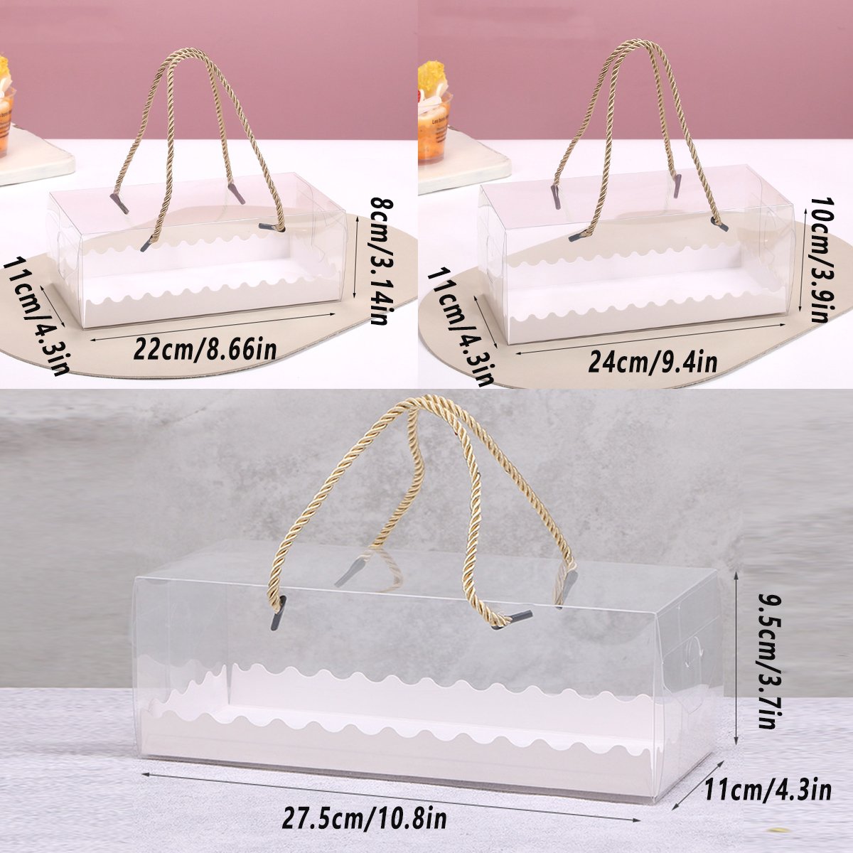 Transparent Plastic Cake Roll Packing Boxes 25pcs