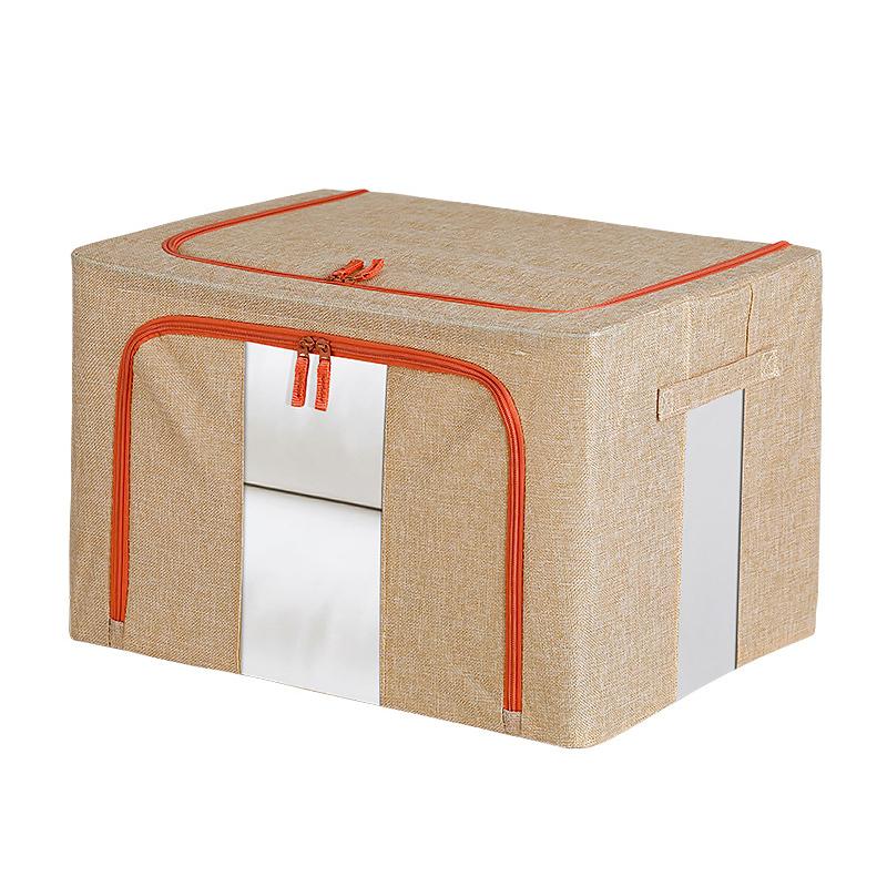 Linen Large Capacity Foldable Storage Box Organizer with Clear Windows 100L