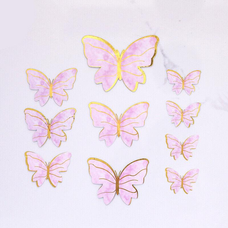 10PCS Butterfly Paper Topper Cake Happy Birthday Theme Festival Decoration DIY