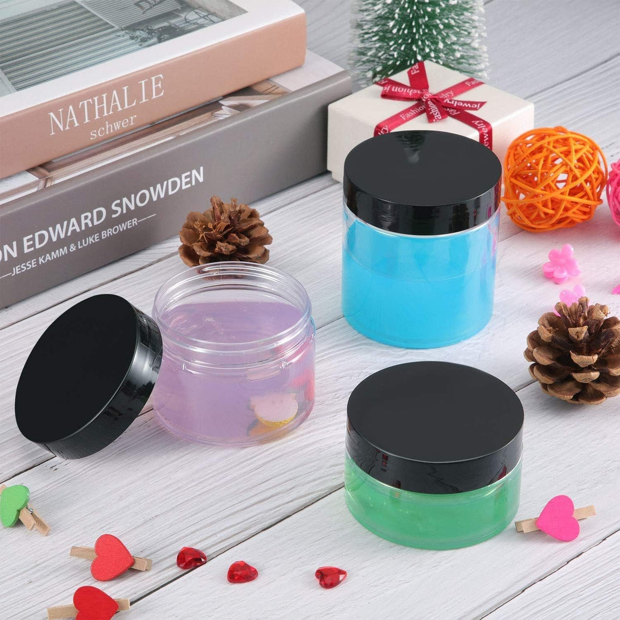 Durable PET Plastic Jars for Skincare Products Clear Plastic Jars with Black Caps 10pcs