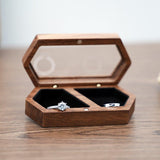 Black Walnut Wooden Ring Box Jewelry 1Pack