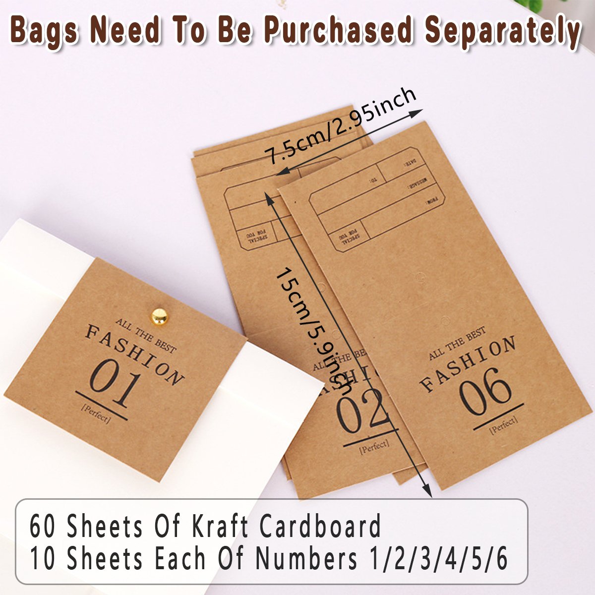 Kraft Cardboard Creative Packaging Bags 60PCS