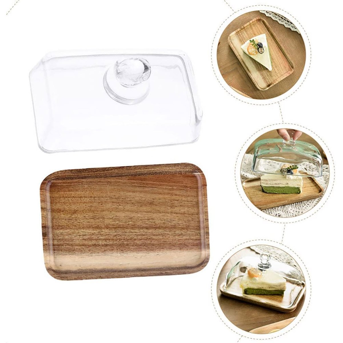 Wooden Square Cake Tray 1PC