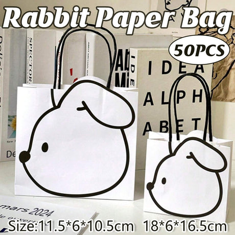 Durable Paper Rabbit Gift Bags with Handles for All Occasions 50pcs