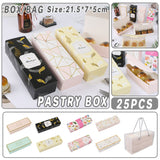 Long Strip Pastry Boxes Food-Grade Cardboard Elegant Design 25pcs