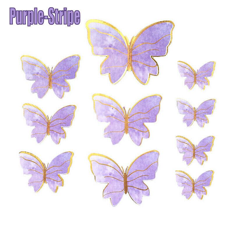 10PCS Butterfly Paper Topper Cake Happy Birthday Theme Festival Decoration DIY