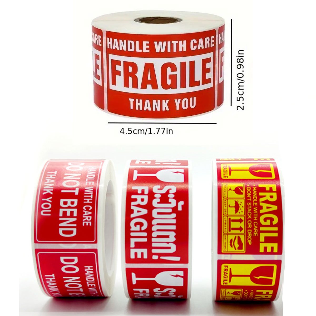 Fragile Warning Label Stickers 4Rolls