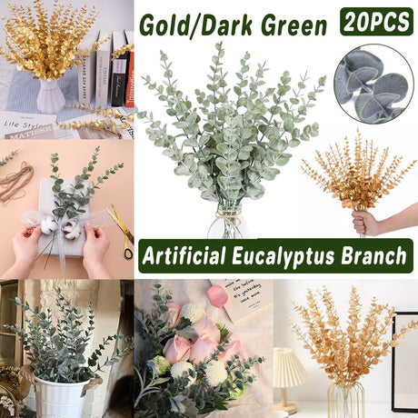 20PCS Eucalyptus Leaves Plastic