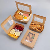 50pcs Kraft Paper Take Out Box Salad Fried Chicken Lunch Box with Open Window