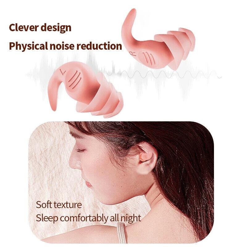 Soft Reusable Silicone Ear Plugs For Sleep Study Noise Cancelling 1 Pair