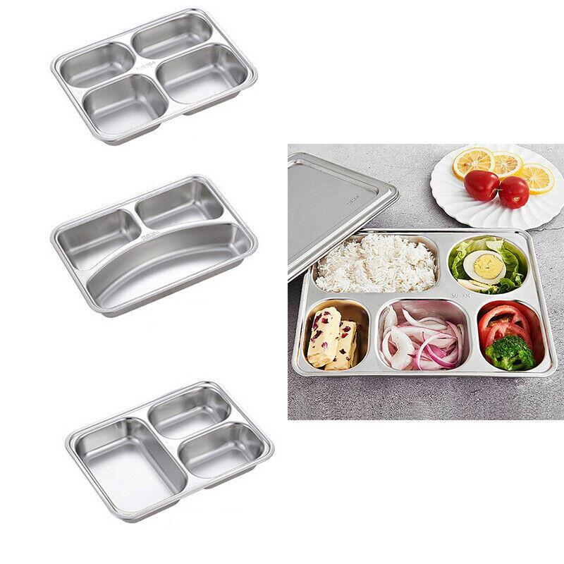 Stainless Steel Divided Dinner Tray Silver 1 Pack