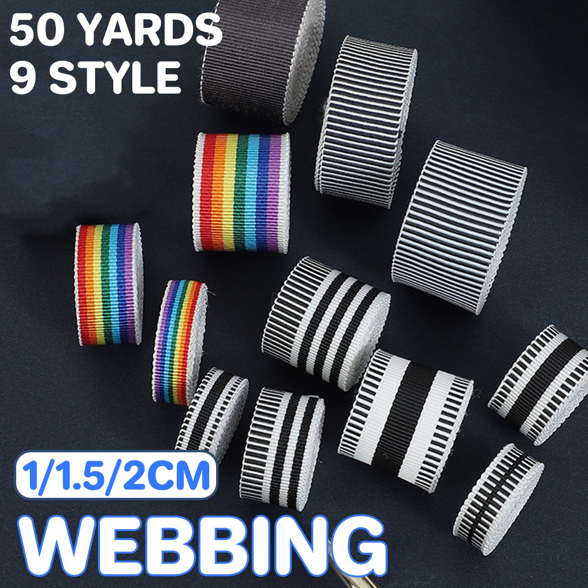 High-Density Fabric Stripe Ribbon for Clothing Accessories 50 Yards