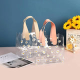 Clear PVC Tote Bags with Daisy Print for Weddings Birthdays 10pcs