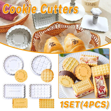 Waffle Cookie Cutters Stamp Set 4PCS