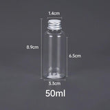 PET Clear Plastic Bottles with Aluminum Caps for Liquids 50 or 100 pcs