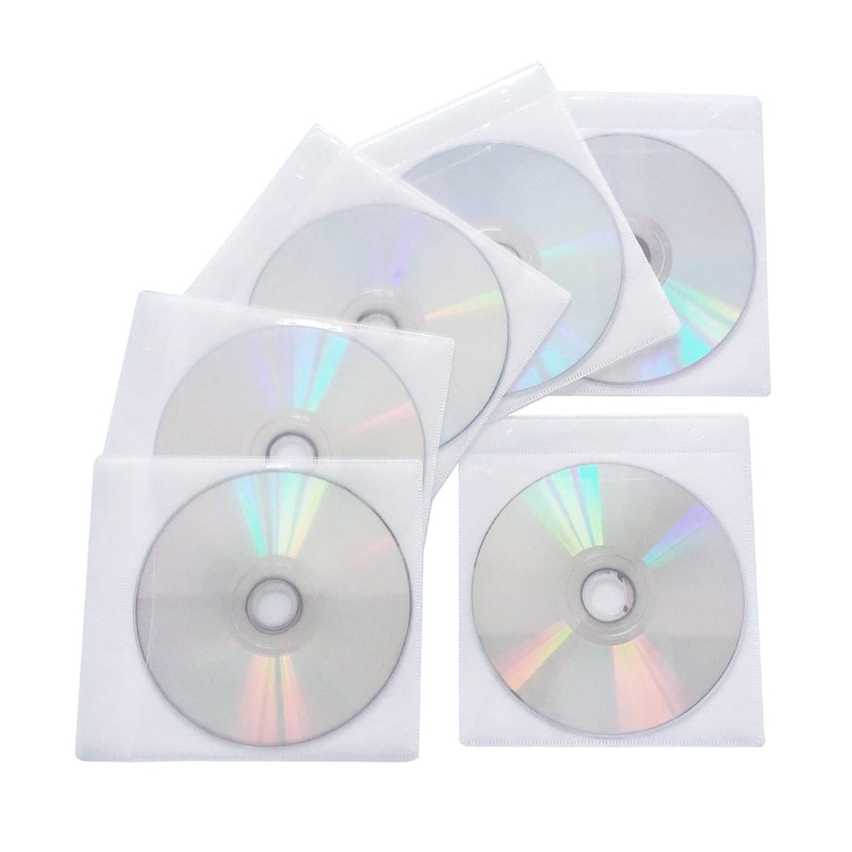 Premium White CD DVD Double Sided Plastic Sleeves 100PCS