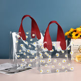 Clear PVC Tote Bags with Daisy Print for Weddings Birthdays 10pcs