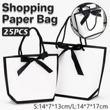 High-Quality Paper Gift Bags with Black Ribbon for Elegant Occasions 25 pcs