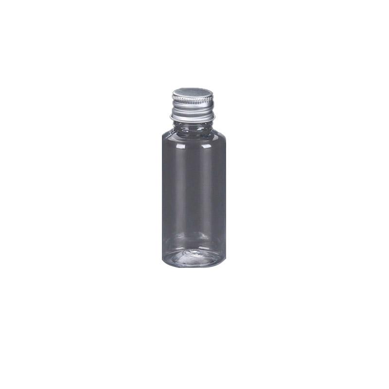 PET Clear Plastic Bottles with Aluminum Caps for Liquids 50 or 100 pcs