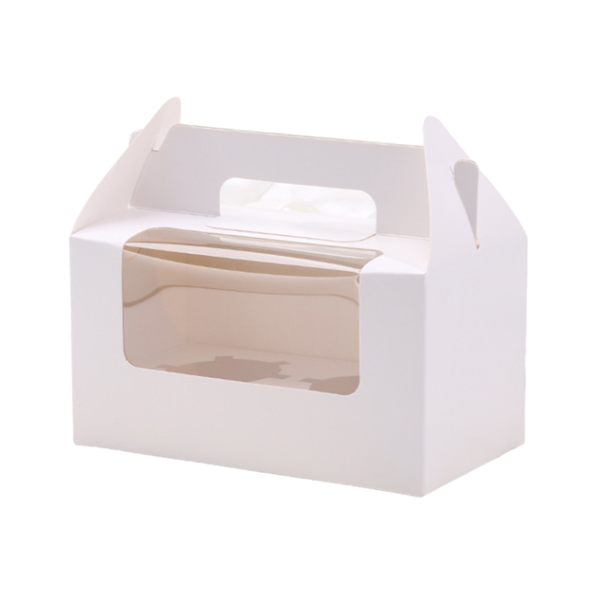 Food-Grade Cardboard Portable Cupcake Packaging Boxes with Window 25pcs