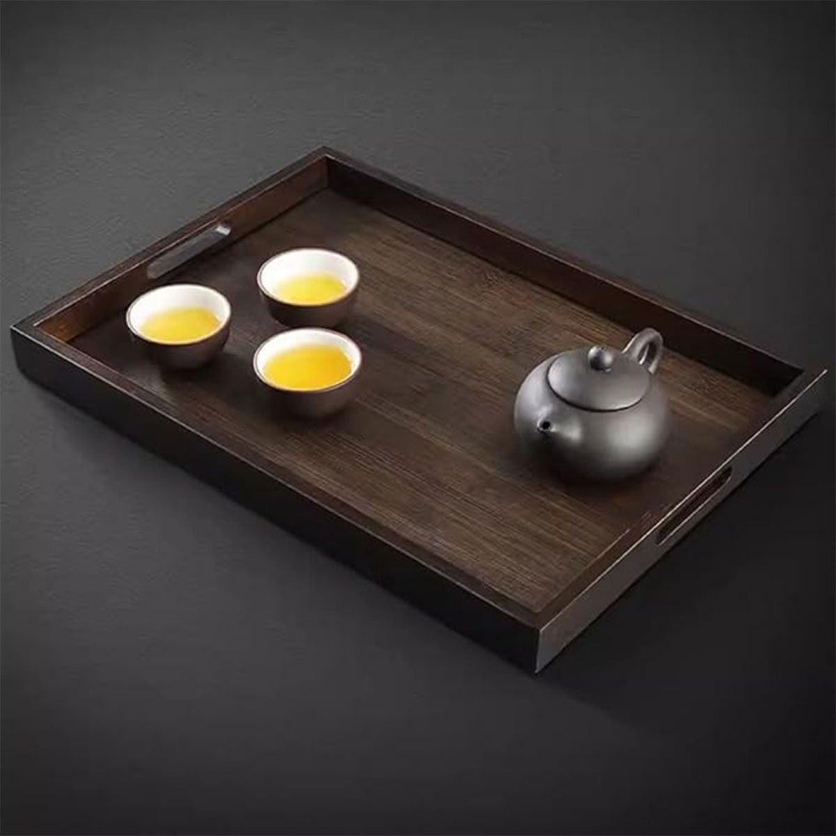 Japanese Style Bamboo Tea Tray Walnut Color Simple Household