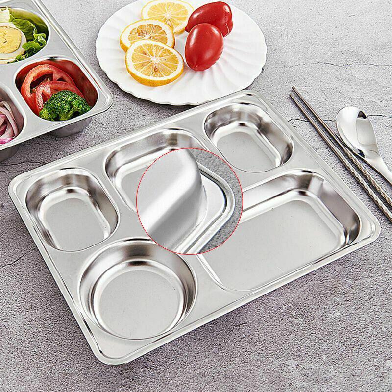 Stainless Steel Divided Dinner Tray Silver 1 Pack