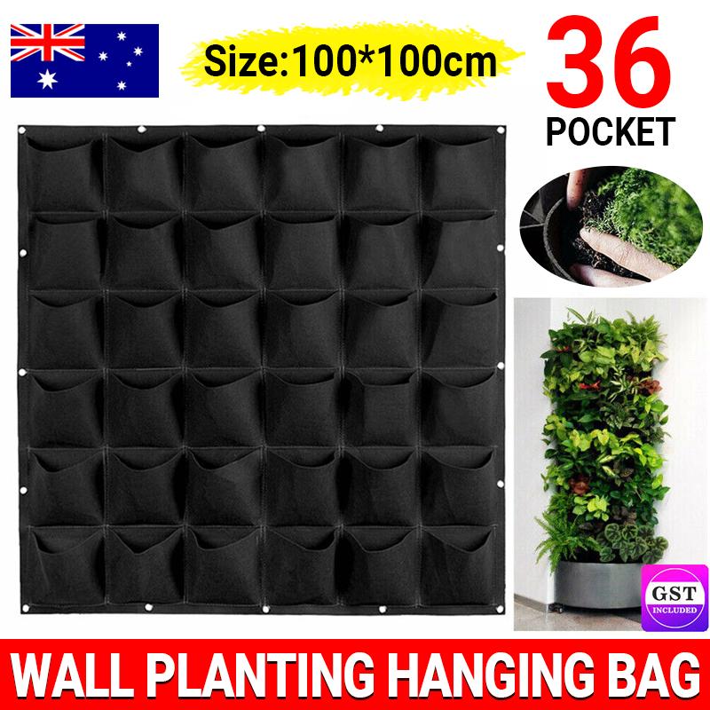 36 Pocket Planter Outdoor Vertical Garden Wall Planting Hanging Bag for Herbs