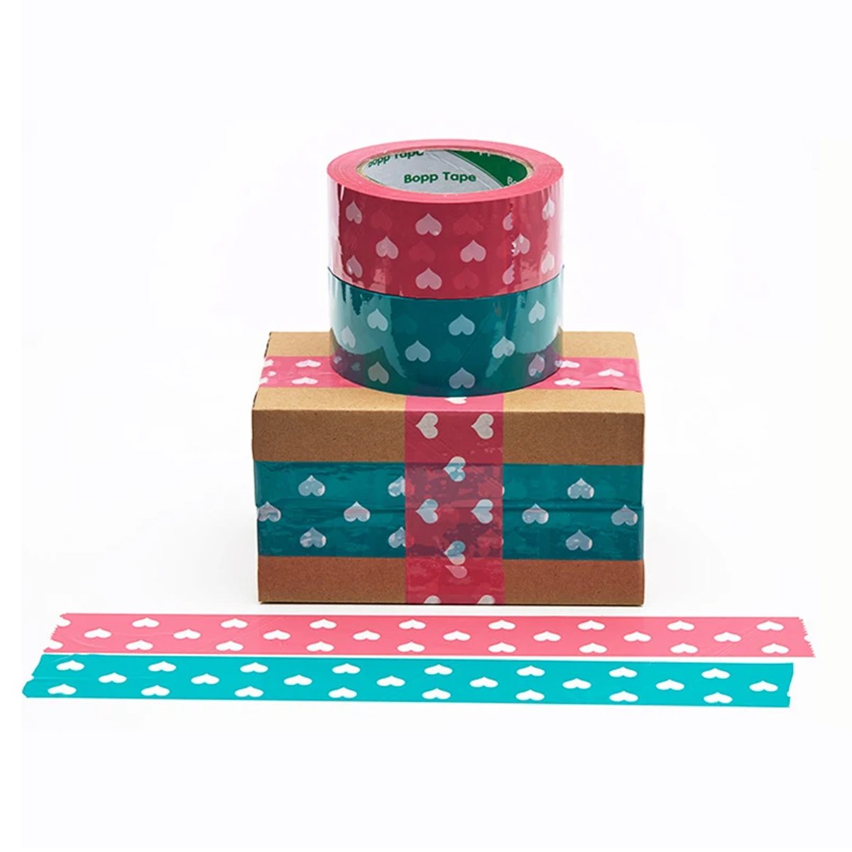 Packing Tape with Heart Print BOPP Strong Adhesive 5 Rolls